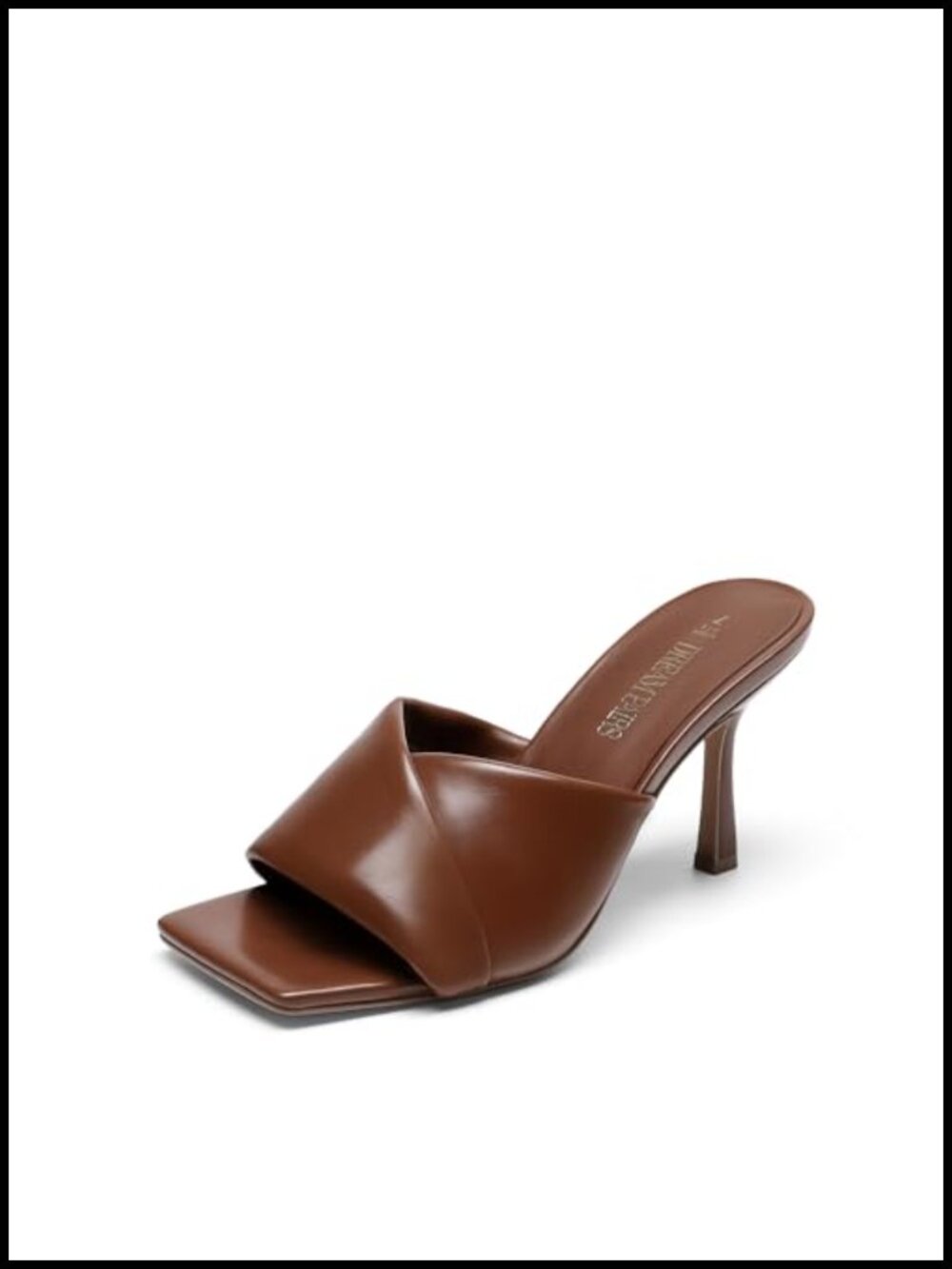 Women's Slip On Dressy Mule Heels PU Leather Square Toe Stilettos